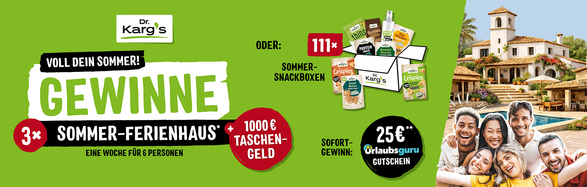 Gewinne 3 x Sommer-Ferienhaus oder 111 x Sommer Snackboxen